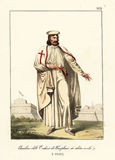 13th Century Prints: French crusader of the Knights Templar in civil costume, 1250