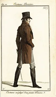 Carle Vernet Prints: French dandy in casual outfit, Paris, 1804