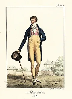 Domenico Cuciniello Prints: French dandy or Incroyable in summer outfit