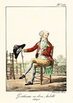 Bicorne Prints: French dandy in informal costume, Revolutionary era