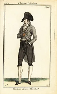 Buckle Shoes Prints: French dandy in semi-formal outfit, 1803