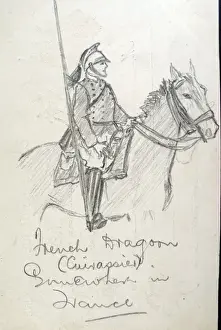 Dragoon Prints: French Dragoon (Cuirassier) Somewhere in France