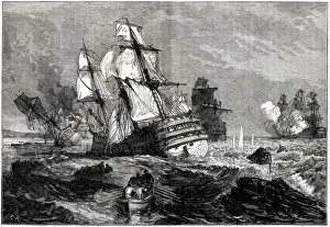 Peninsular Gallery: French enemy ships stranded off the Point of Grao (or Grau, the port of Valencia, Spain)