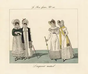Mutual Prints: French and English women in similar fashions