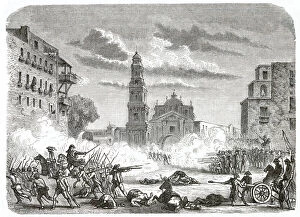 The French enter Naples and fights the rebellious populace in the streets