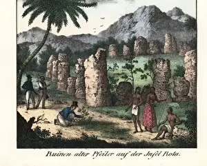Ethnography Prints: French explorers at ancient Chamorro stone