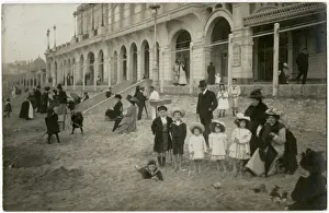 French Family group on the beach at Biarritz, France