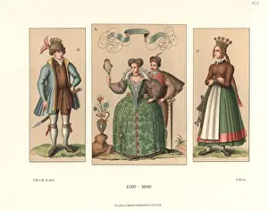 Nuremburg Prints: French fashions, and German bride and groom
