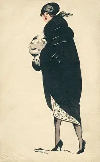 French Fashions - hand drawn / painted postcard