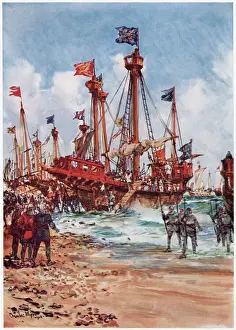 Prevent Prints: A French fleet lands on the Kent coast : although the English generally enjoy naval