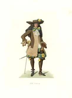 Brocade Prints: French gentleman in ceremonial garb, 17th century
