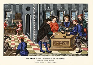 Diversion Prints: French gentlemen playing at a gaming house, Renaissance era