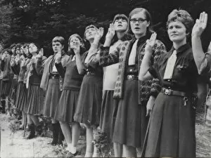 Teenager Collection: French and German girl guides at camp, France