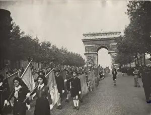 French Girl Guides on parade, St Georges Day, Paris