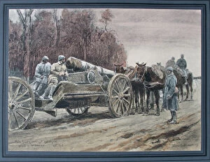 Images Dated 15th June 2012: French heavy artillery returning to French lines - Somme