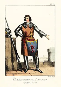 14th Century Prints: French knight in armour, from 1310 to 1328