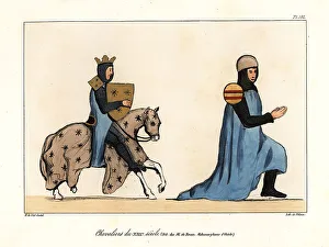 Metamorphosis Prints: French knights in armour wearing ailettes with coat of arms, 13t