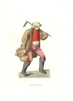 Laborer Prints: French labourer, 16th century, from a 1567 print