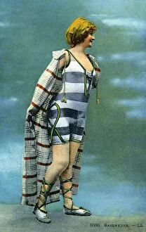 Bather Gallery: French Ladies Striped Swimming Costume