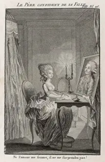 French lady at her writing table
