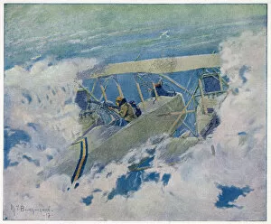 Images Dated 28th January 2021: A French Letard engages two German Aviatiks in the clouds Date: 1917