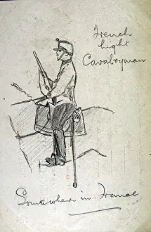 Cavalryman Prints: French Light Cavalryman Somewhere in France