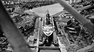 The French Liner Normandie in dock at St. Nazaire