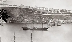 French Men of War warships, harbour Quebec, Canada