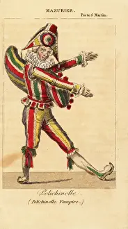 Theater Prints: French mime Charles-Francois Mazurier as Polichinello, 1823