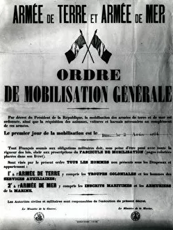 Images Dated 8th November 2011: French mobilisation poster, WW1