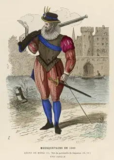 1586 Prints: French Musketeer 1586