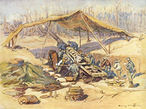 French naval gun in action, Western Front, WW1