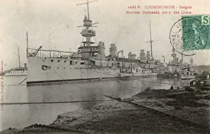 Stamps Prints: French Navy cruisers, Saigon, Cochinchina (Vietnam)