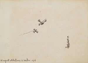 Barrett Collection: French Nieuport and German Albatros in action, WW1