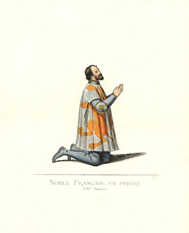 French noble kneeling in prayer, 14th century French noble kneeling in prayer, 14th century