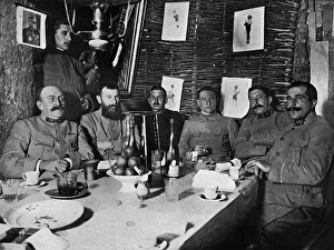 French officers in an underground shelter, WW1 French officers in an underground shelter, WW1