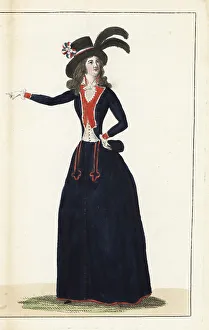 Lebrun Tossa Prints: French Patriotic woman in Revolutionary garb, 1790