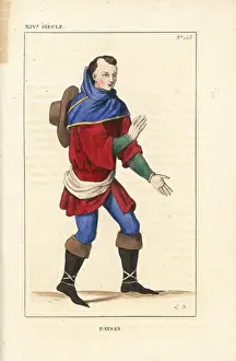 Mantlet Prints: French peasant, 14th century