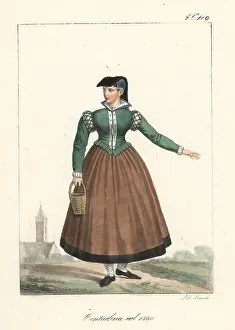 1560 Prints: French peasant woman in 1560