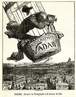 Metaphorical Prints: French photographer Nadar in hot air balloon