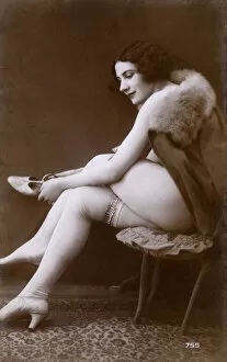 Furs Collection: French Pin-up girl - putting on her shoes