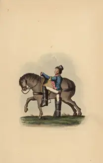 Pigtail Prints: French postboy with pigtail and heavy boots, circa 1815