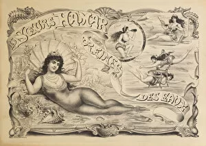 French poster, aquatic performers, Les Soeurs Hamar