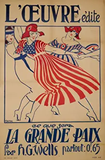 Postwar Prints: French poster, three patriotic dancers, WW1