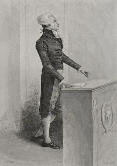 1793 Prints: French Revolution. Portrait of Robespierre speaking