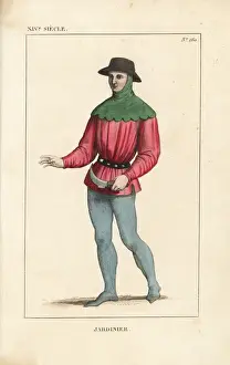 Leopoldmassard Prints: French royal gardener in work wear, 14th century