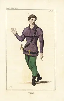 Cracows Prints: French royal valet in hunting wear, 14th century