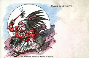Oct18 Prints: French satire on Boer War - Gracious Queen on the Warpath