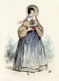Demure Prints: A French schoolgirl. Date: 1851