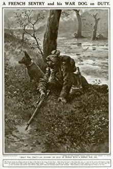 Sentry Prints: A French Sentry and his War Dog on Duty